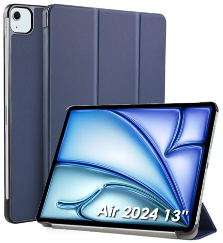WD&CD Portable Electronic Device Cover Compatible para iPad Air 2024 13'' Case, Cuero Funda Compatible con iPad Air 13 (2024), 13 Pulgadas Protector, PC+PU Case Libro con Soporte Función, Azul