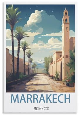 Jdjdu Marrakesch Marokko Vintage Reiseposter Geschenk Wanddekoration Gemälde Poster Leinwand Kunst Poster