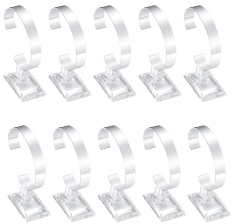 Shengxi Supporto per Orologio Trasparente, 10Pcs C-Tipo Espositore per Orologio in Acrilico, Orologio Bracciale Gioielli Display Stand Titolare per Casa e Negozio
