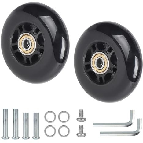 CPROSP 2tlg Koffer Ersatzrollen 80 * 24mm, Ersatzrollen für Gepäck, Kofferrollen Ersatzrollen Gummi, Luggage/Suitcase Replacement Wheels für Trolleys