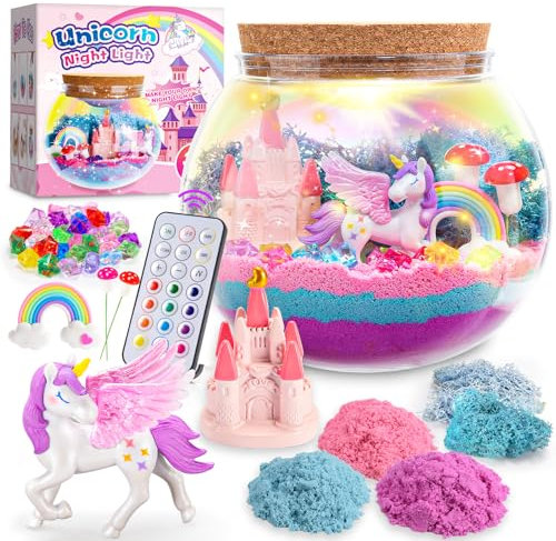 HappyGoLucky Einhorn Geschenke für Mädchen 3-12 Jahre, DIY Nachtlicht Kinder Einhorn Spielzeug ab 3-12 Jahre Mädchen Bastelset Kinder ab 3-10 Jahre Kreatives Geburtstagsgeschenk für Mädchen