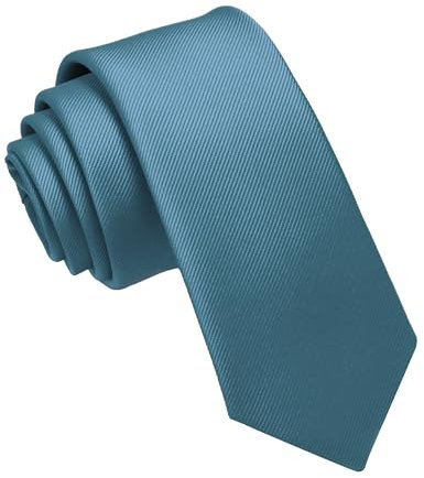 JEMYGINS Krawatte schmale Krawatten für Herren seide Hochzeit Schlips Stahlblau/Kleinblau