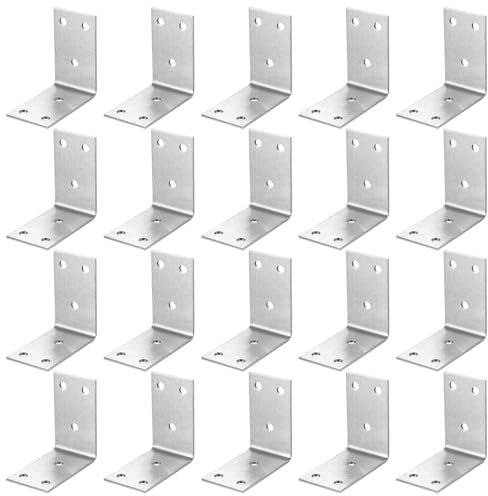20 Pz Staffe Angolari per Legno, Staffe a L, Squadretta di Giunzione Angolare, Angolari Metallo per Legno, Staffa Angolare a 90 Gradi, Connettore Piastra di Fissaggio Multiforo, 67x67mm