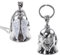 Henxing Biker Bell, 2 Stk Guardian Bell Motorrad Glöckchen Mit Schlüsselanhänger und Ketten, Edelstahl Glocke Glücksbringer, Schutzglocke Engel Reitglocke für Zubehör