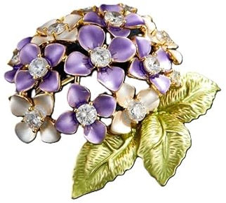 Pink Hydrangea Brooch Elegant Lilac Flower Pin Female Oil Painting Style Corsage, Purple