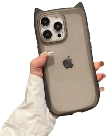 Sunswim Compatible with iPhone 12 & iPhone 12 Pro Case Cute Kawaii 3D Cat Ears Girls Women Clear Flexible Soft TPU Transparent Shockproof Protective Phone Case Cover for iPhone 12& iPhone 12 Pro-Black