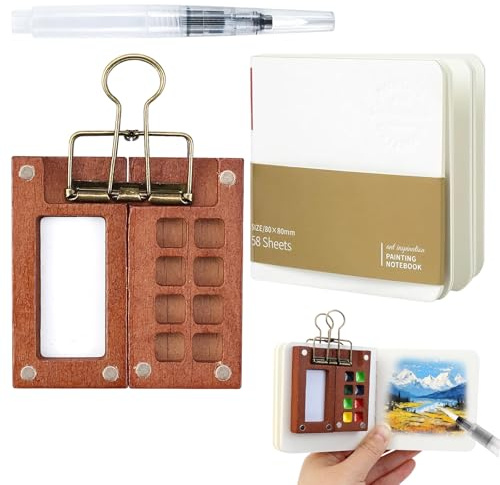 Mini Palette Aquarelle Voyage - 8 Grilles Portable Journal Papier Clip