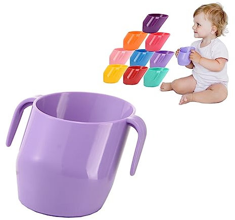 COOPHYA Vaso Entrenamiento Doble Asa y Boca Oblicua Para Beber Agua Casa o Viajes Color Morado Capacidad