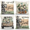 MEIVINES Frühling Kissenbezug 45x45 cm 4er Set Grün Kissenbezüge Eukalyptus Blätter LKW Home Sweet Home Leinen Dekorative Kissenhülle Zierkissenbezüge für Sofa Wohnzimmer Garten Dekoration