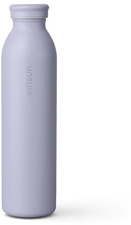 Vinsun Trinkflasche Edelstahl 600ml Lila - auslaufsicher, leicht, isoliert | Thermosflasche Heiß & Kalt - Kohlensäure geeignet, doppelwandig isoliert - Edelstahlflasche Sport, Schule, Reisen