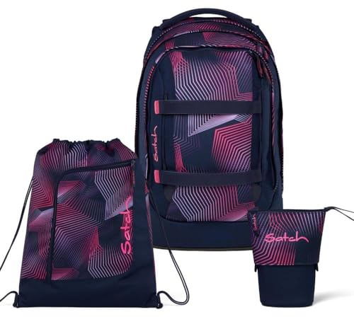 Satch Pack Pencil Slider Light Edition Schulrucksack Set 3tlg. inkl. Sportbeutel (Seismic Pink)