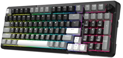 Redragon K742 Wireless Mechanical Gaming Keyboard with Knob, Bluetooth 5.0/2.4GHz/USB C Wired Creamy Keyboard with Number Pad for PC Computer, RGB Backlits, Hot-Swappable with Linear Switches (Black)
