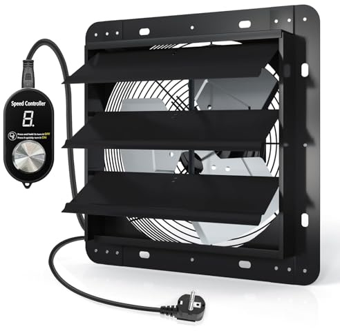 Aygrochy Ventola Aspirazione Industriale 300mm con Regolatore, Ventilatore da Parete con Motore EC 1650 m³/h, Estrattore d'aria per Garage, Cantina, Officina e Cucina