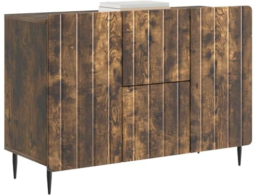 vidaXL Sideboard Geräucherte Eiche 89 x 34,5 x 62 cm Holzwerkstoff, Moderner rechteckiger Sideboard, viel Stauraum für Wohnzimmer, Elegantes Esszimmer-Möbel, vielseitige Einheit
