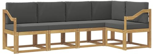 vidaXL Outdoor-Sofagarnitur mit Kissen 5 pcs Weiß und Anthrazit, Garten, modernes Outdoor-Sofa, wetterfestes Lounge-Möbel, perfekte Terrasse für gemütliches Sitzen