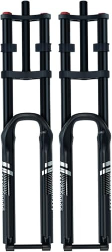 NIKANXIA Fourche à Suspension pneumatique for VTT de Descente à Double Couronne, 26 /27.5/29 , débattement de 180mm, Tube Droit de 1 à 1/8, axe traversant de 15x10 0/110mm