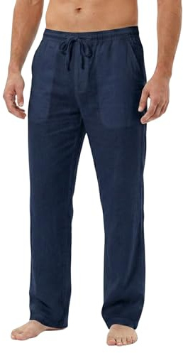 Mens Linen Trousers Summer Tracksuit Bottoms For Yoga & Beach | Premium Men's Summer Linen Trousers Offer Lightweight Comfort & Performance, Perfect For Yoga, Gym, Office, Travel & Beach