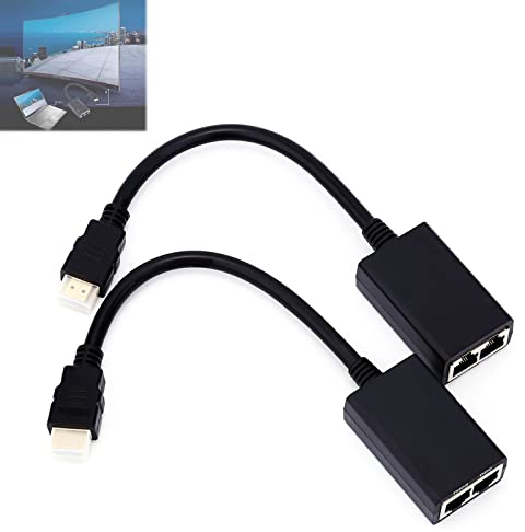 Adattatore 1080p HDMI ricevitore e mittente, distanza di trasmissione 30 m, adattatore LAN Ethernet Balun, ripetitore tramite supporto Cat5e/6 1 pezzo