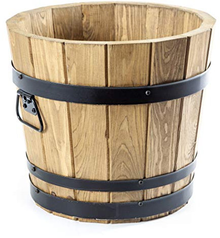 HolzFee Pflanzkübel Kiefer Rustikal Eiche Ø 35 x H 31 cm