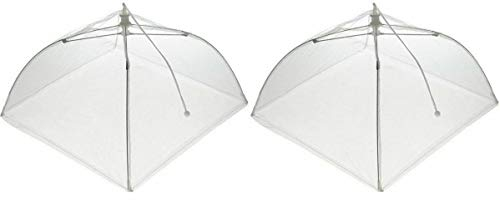 RHP Fliegenhaube XXL 2er Set Abdeckhaube für Essen, Faltbare Kuchenabdeckung Fliegenschirm Lebensmittel Abdeckung, Perfekter Fliegen-Schutz für Essen, Obst, Picknick, BBQ, 45x45x30 cm, Weiß