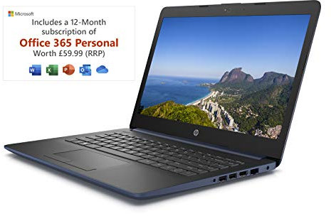 HP Stream 14-cm0045na 14 Inch Laptop - (Blue) (AMD A4-9125 Dual Core, 4 GB RAM, 64 GB eMMC, 1 TB OneDrive and Office 365, 1 Year Subscription Included, Windows 10 Home)