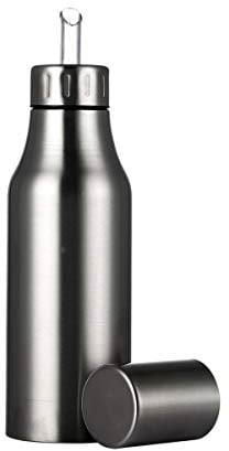 OlBuWa Dispenser di olio bottiglia in acciaio inox con beccuccio senza gocciolamento per cucina e barbecue, 500 ml