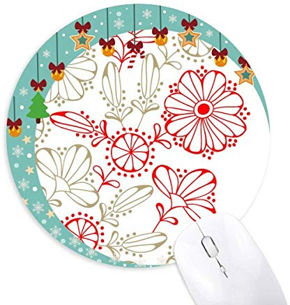 Rote frische Blumen Gras Dekorative Maus Pad Jingling Bell Round Rubber Mat