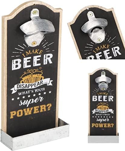 Beer Bottle Opener Plaque with Cap Catcher; Ideal for Home bar Accessory,Kitchen or Garden Birthday or Christmas Suitable for Man cave, Garden, bbq's,Wall Decoration.
