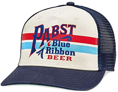AMERICAN NEEDLE Pabst Blue Ribbon PBR Beer Unisex verstellbare Snapback-Baseballmütze, Sinclair (Marineblau/Elfenbein), Einheitsgr��e