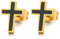 Herren Damen Goldfarben Flach Kreuz Ohrstecker Ohrringe Edelstahl Gestüt Ohrringe mit Schwarzer Emaille Kreuz Ohrschmuck
