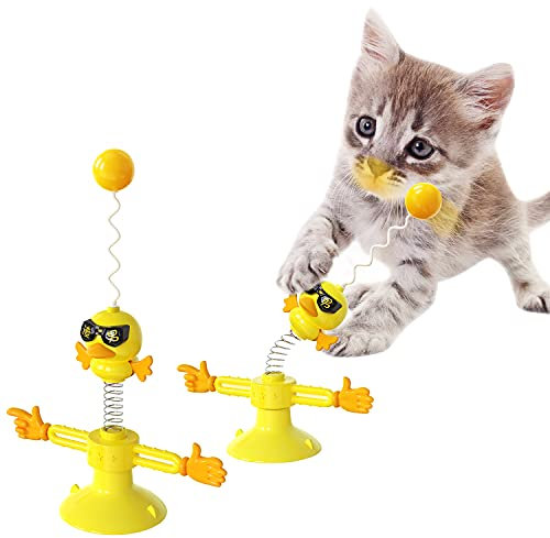 Runstarshow Interaktives Katzen Spielzeug Drehspielzeug Windmühle für Katzen Federn Spielzeug