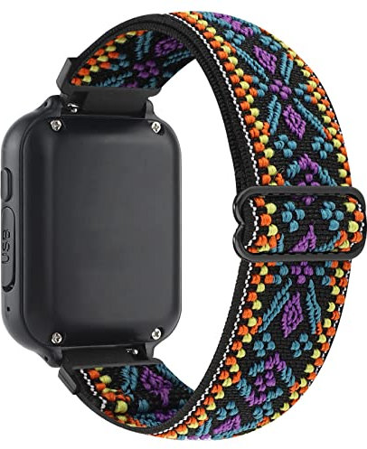 Verstellbares, elastisches Nylon-Uhrenarmband, kompatibel mit Marvel Spider-Man SPD4588AZ/Minecraft MIN4045AZ/Disney Frozen, weich geflochtenes, dehnbares, atmungsaktives Schlaufenarmband für Kinder