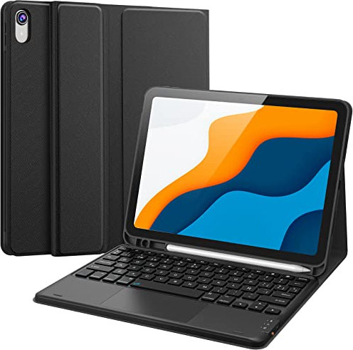 Earto Teclado iPad 11 Generación (A16, 2025)/ 10 Generación 10.9”2022, Funda Teclado per iPad 10a/11a Generación, 2 Canales BT, Teclado Inalámbrico Desmontable con Touchpad, Español Ñ, Negro