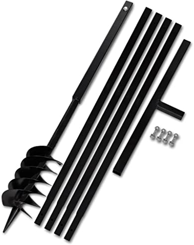 WIFESE Erdbohrer mit Griff 120 mm Verlängerungsrohr 5 m Bohrer Benzin Erdbohrer für Bohrmaschine Bodenbohrer Erdbohrgerät Spiralbohrer Handbohrer Erdlochbohrer Schnurlos Eisen mit Schrauben