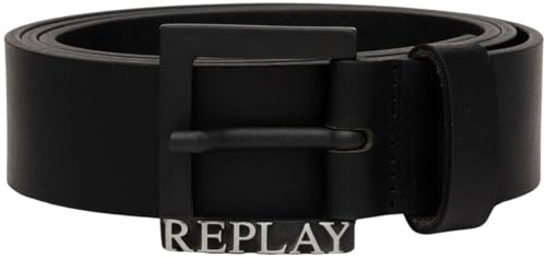 Replay Herren Gürtel aus Leder, Black 098 (Schwarz), 110