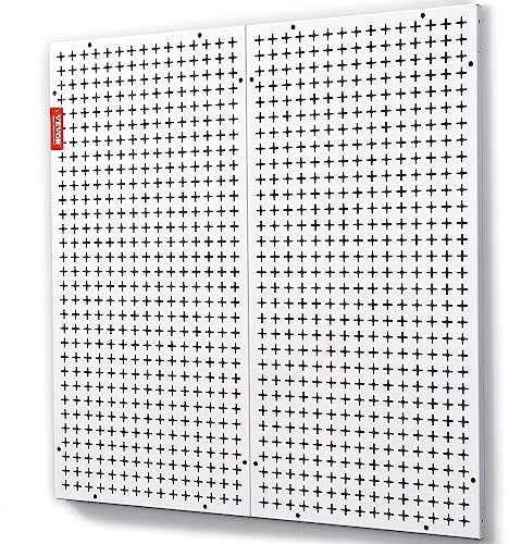 VEVOR Organiseur Mural en Panneau Perforé Garage 814x814 mm Charge 150 kg Lot de 2 Panneaux Perforés de Rangement d'Outils Montage Mural avec Rainures Personnalisées pour Entrepôts, Magasins, Garages