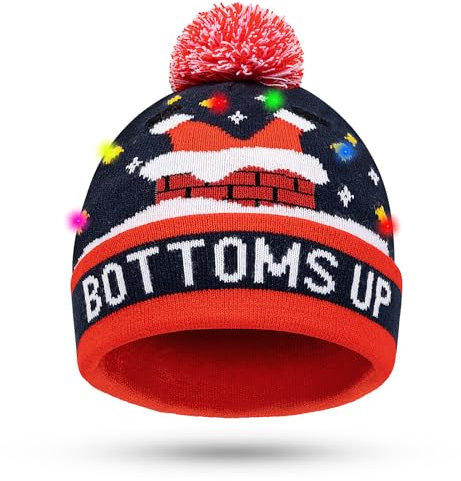 TAGVO LED Leuchten Mütze Stricken, Bunte LED Xmas Weihnachten Hut, Winter Schnee Pullover Hässliche Urlaub Beanie Cap