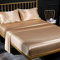 Spannbettuch Einfarbig Satin Glänzend Betttuch Leintuch 160x200 cm für Matratzen bis 35cm Spannbettlaken Set 4teilig mit Bettlaken, Spannbettuch, 2 Kissenbezüge - Bronze