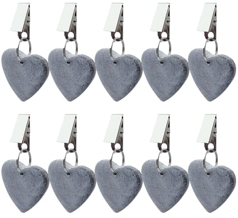 UMCHU 10 Pièces Clip de Poids pour Nappe,Poids pour Nappe de Table,Poids de Nappe en Forme de Cœur avec Clip,pour intérieur ou extérieur, Cuisine, fête de Mariage, Pique-Nique