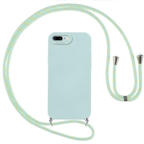 Vauki Funda para iPhone 8 Plus/iPhone 7 Plus con Cuerda, Carcasa Silicona AntiChoque con Correa, Case con Ajustable Colgante Collar Suave Cuello para iPhone 8 Plus, Cordón-Azul