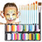 Uozonit Palette de Peinture pour Visage et Corps - 12 Couleurs Professionnelles Arc-en-Ciel Lavables - Pour Adultes