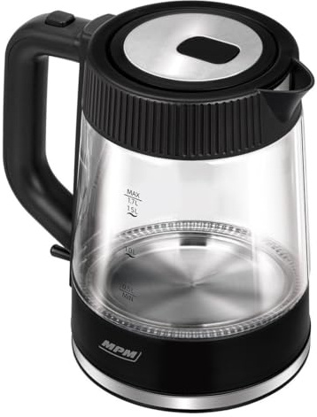 Mpm Wasserkocher MCZ-117 Schwarz Transparent Glas 2200 W 1,7 l