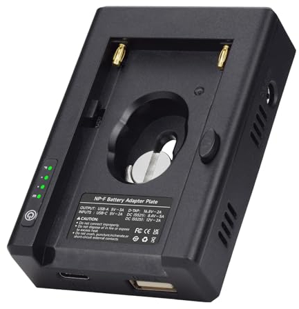 NP-F Battery Adapter Plate for Sony F970 F960 F950 F930 F770 F750 F570 NP-F550 NP-F Batteries with 16.8V/8.4V Output Port and Dual DC Outputs Compatible, LED Low Battery Indicator