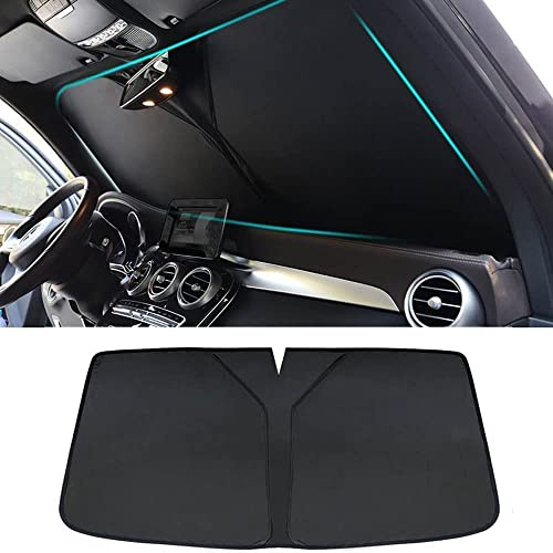 HIPATU Voiture Avant Pare-Soleils pour Mercedes-Benz A-Class Hatchback W177 2019-2023 2024, Visière Pliable Bloque Les UV Protection Chaleur Protection Solaire Accessoires,A-Black