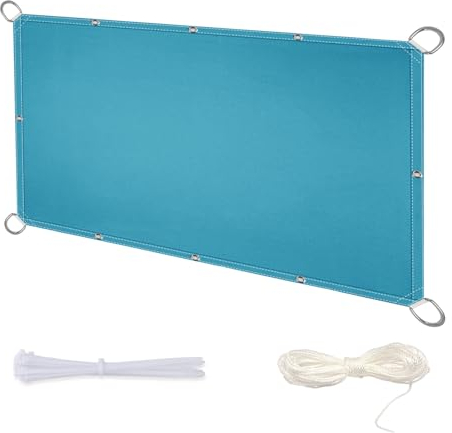 Balkon Sonnensegel 98% 1.6x4m Segel Baldachin Sonnenschutz Wetterschutz-Markise UV-Schutz für Terrasse Camping Outdo mit D-Ring und Kordel Blauer See