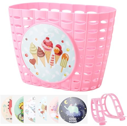 Panier de vélo pour enfant avant étanche - En plastique - Accessoires de vélo pour enfants - Panier de vélo pour fille - Panier de vélo avant - Panier de vélo pour l'école, l'extérieur, le cyclisme