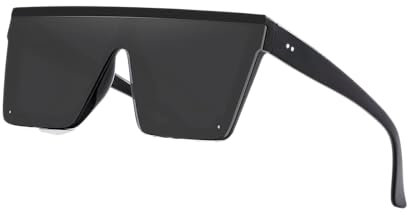 ZARCHE Oversized Square Sunglasses Large Lens Shades Fashion Sun Glasses Women Men (Black)