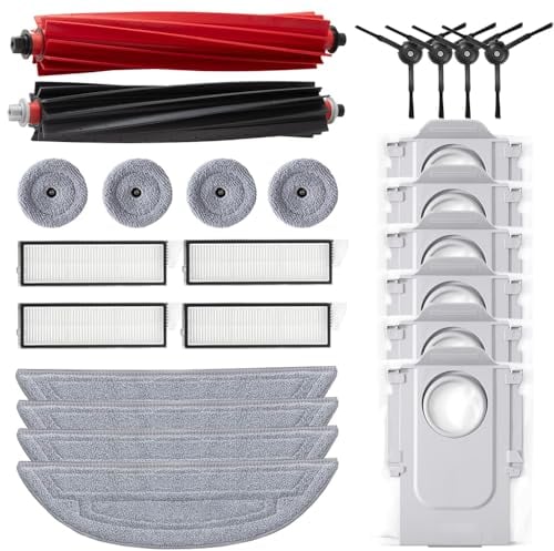 Geoviizon Accessories Compatible with Roborock S8 MaxV Ultra Robot Vacuum Cleaner, 1 x Main Brush, 4 x Side Brushes, 4 x Filters, 4 x Mops, 6 x Dust Bags, 4 x Edge Mop for Roborock S8 MaxV Ultra
