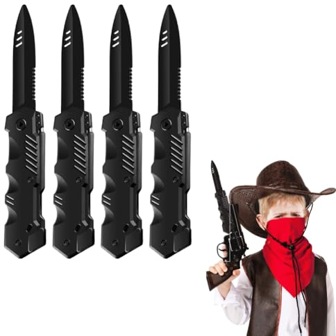 Juguete de Cuchillos Retráctiles, Truco Divertido, Daga que Desaparece, Fiesta de Halloween, 4 Uds. (BLACK)