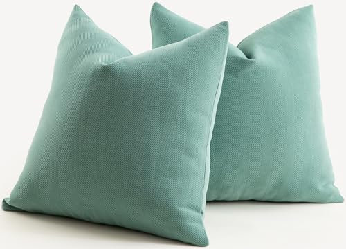 Mandioo 2er Set Kissenbezug 50x50 cm Teal Chenille Kissenbezüge weich Gemütlich langlebig modern Zierkissenbezug Dekokissen Kissenhülle für Sofa Wohnzimmer Schlafzimmer